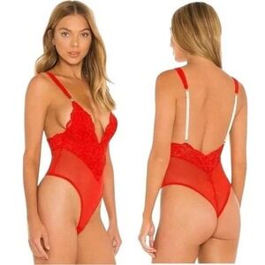 Free People x We Are HAH Red Valentine's Day Glam One‑Piece ECO Lingerie Sz S